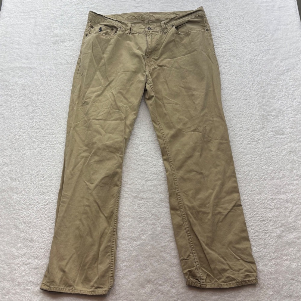 Polo Ralph Lauren 650 Straight Fit Khaki Tan Cotton Pants Mens 38x30